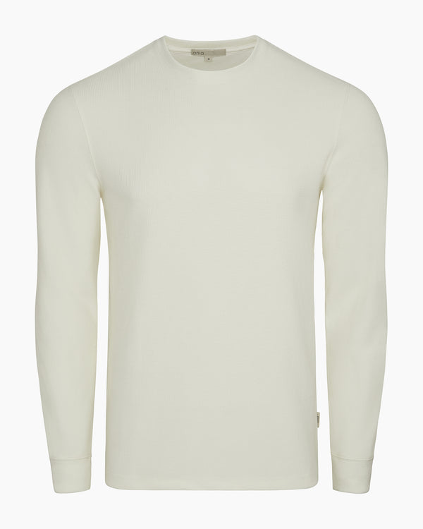 onia Waffle Crewneck Sweater Egret