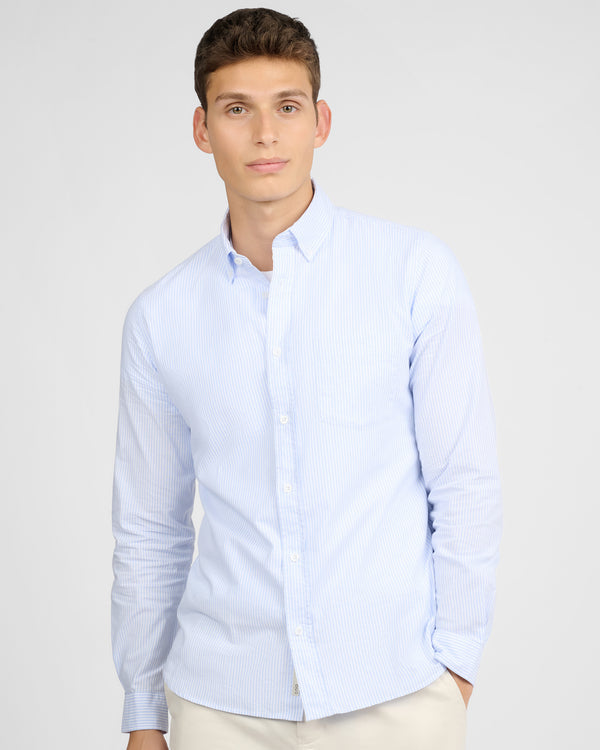 Onia Oxford Long Sleeve Button Down Shirt Light Blue/White