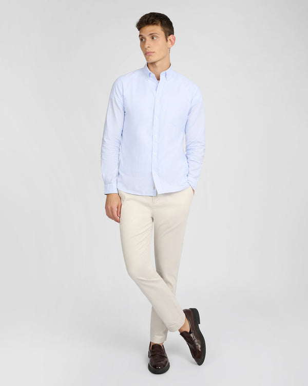 Onia Oxford Long Sleeve Button Down Shirt Light Blue/White