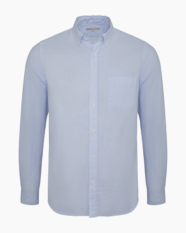 onia Oxford Long Sleeve Button Down Shirt Light Blue/White