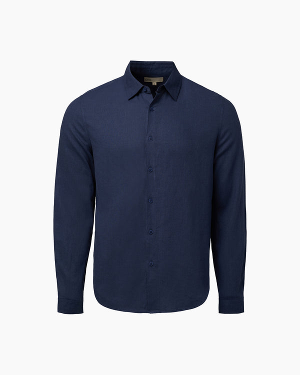 onia Standard Long Sleeve Linen Shirt Vintage Indigo