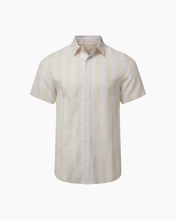 onia Standard Short Sleeve Linen Shirt Light Yellow