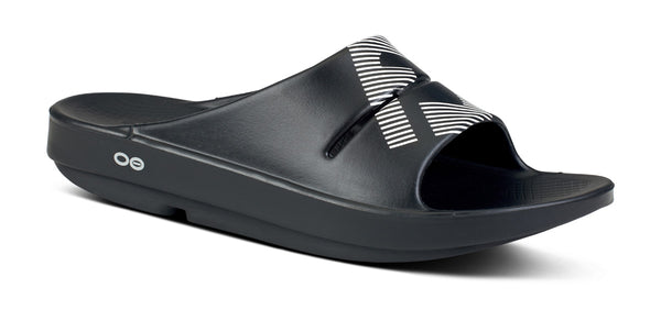 oofos FJ X OOFOS Men's OOahh Sport Slide Sandal - Black