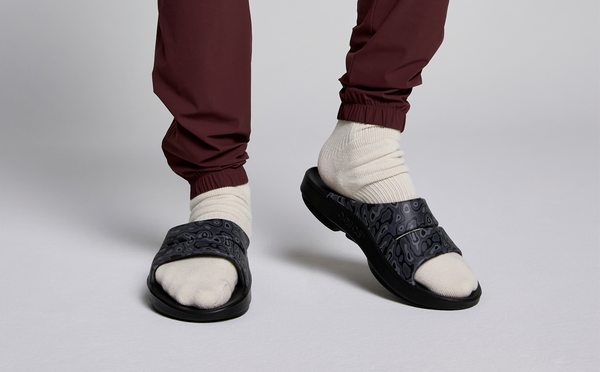 Oofos Men's OOahh Sport Slide Sandal - Black Water Camo