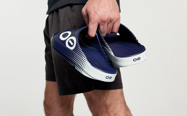 Oofos Men's OOahh Sport Slide Sandal - Navy Matrix