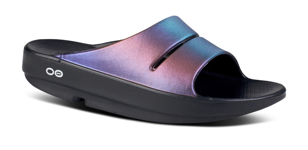oofos Women's OOahh Luxe Slide Sandal - Midnight Spectre