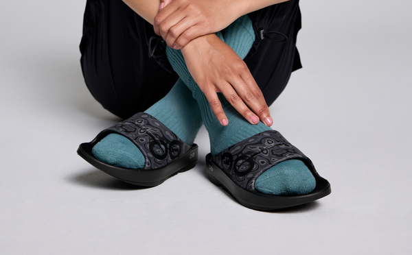 Oofos Women's OOahh Sport Slide Sandal - Black Water Camo