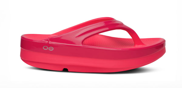 Oofos Women's OOmega OOlala Stacked Sandal - Neon Berry Punch