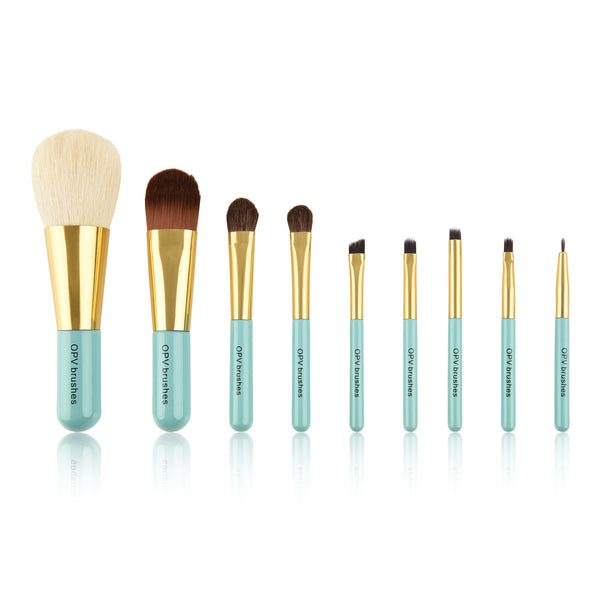 Opv Beauty 9 Pcs Brush Set With Leather Bag