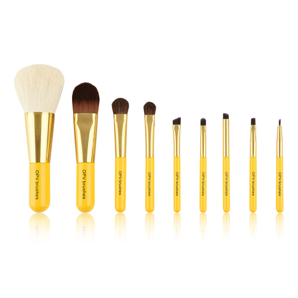 Opv Beauty 9 Pcs Brush Set With Leather Bag