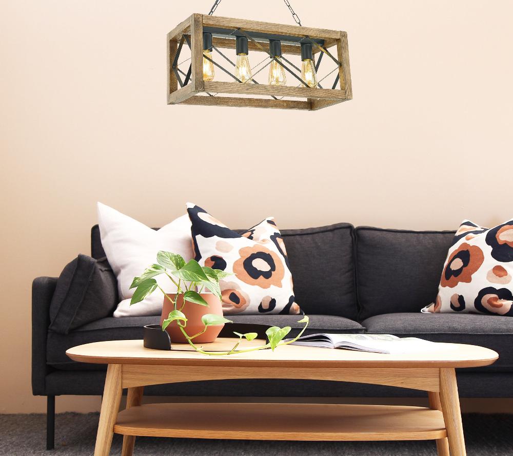 opviq FIRLUX Walnut Chandelier: Rustic Elegance in Metal | Opviq