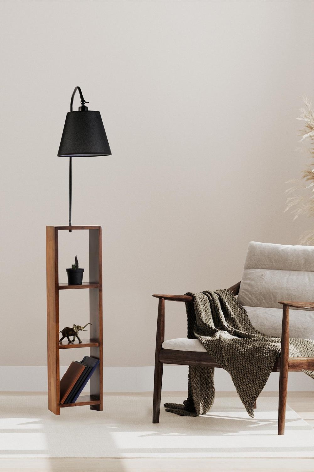 opviq LumaNest: Elegant Black Metal Shelf Lamp | Opviq