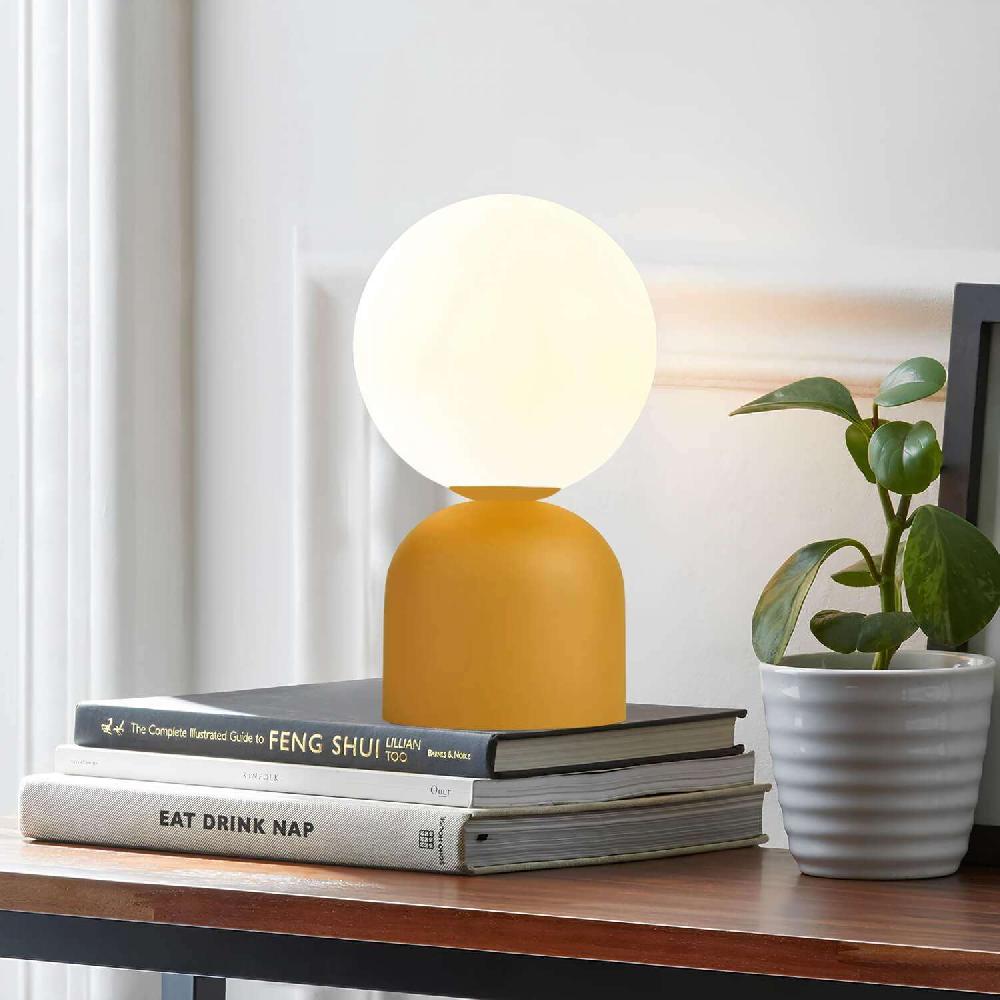 opviq Luminara Gleam: Yellow Metal Table Lamp Delight | Opviq