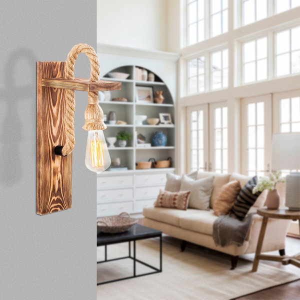 opviq LumiRustic Glow: Wooden Elegance Wall Lamp | Opviq