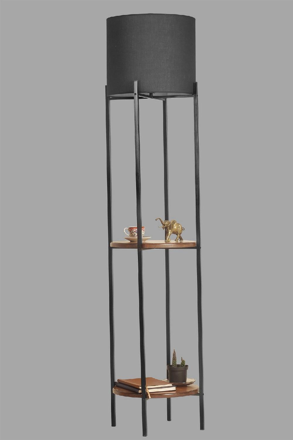 Opviq Lumosfera Elegance: Walnut & Black Floor Light | Opviq