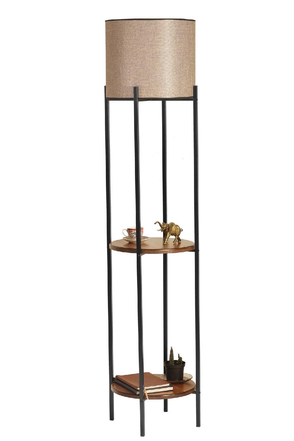 Opviq Lumosfera Elegance: Walnut & Black Floor Light | Opviq