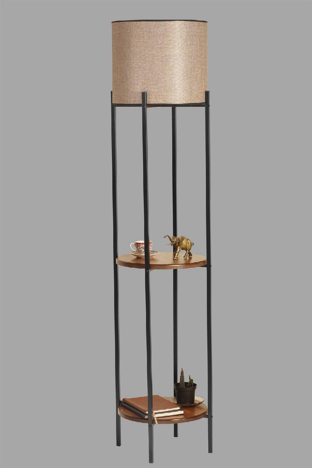 Opviq Lumosfera Elegance: Walnut & Black Floor Light | Opviq