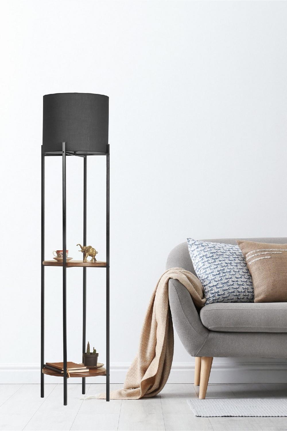 Opviq Lumosfera Elegance: Walnut & Black Floor Light | Opviq