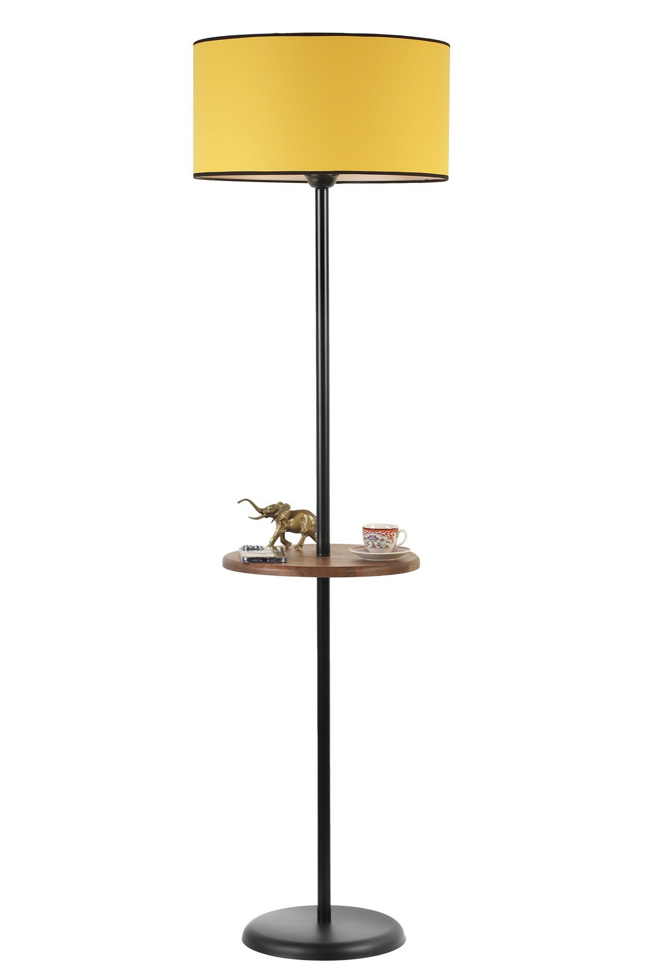 opviq Lumoshelf Elegance: Mustard & Black Floor Lamp | Opviq
