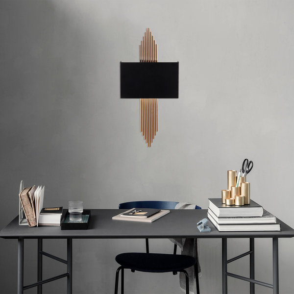 opviq LustraGlow: Modern Copper & Black Wall Lamp | Opviq