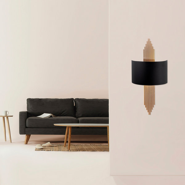 opviq LustraGlow: Modern Copper & Black Wall Lamp | Opviq