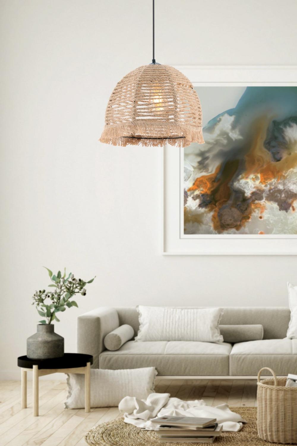 opviq LustraLoom JuteGlow Chandelier 65cm Cream Elegance | Opviq