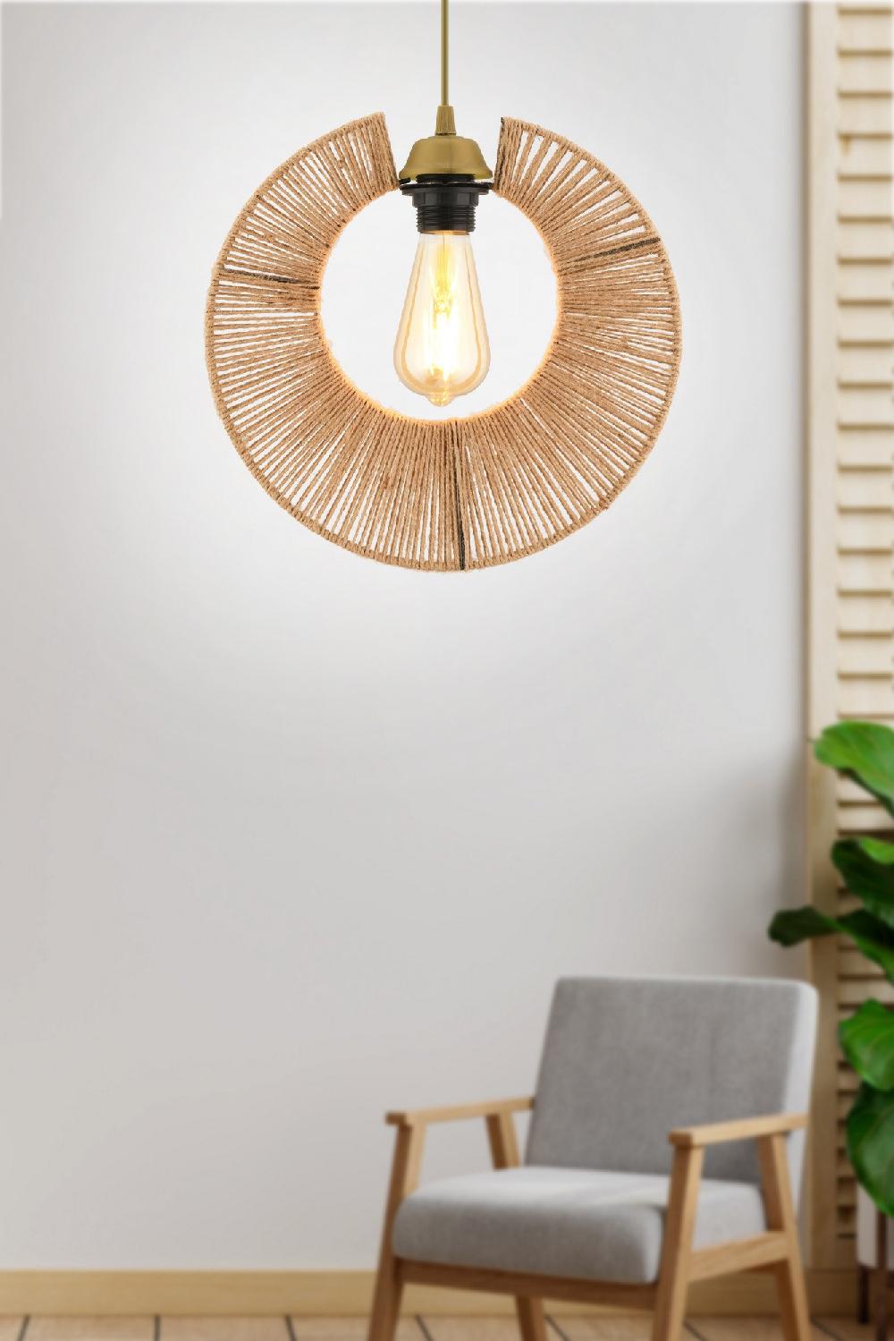 opviq LustreJute Elegance Chandelier 30cm Brown Charm | Opviq