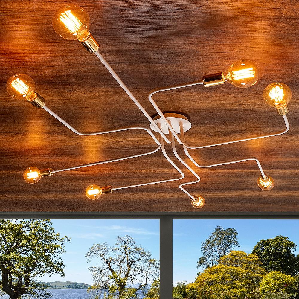 opviq LustreVibe: Modern White Iron Chandelier 190cm | Opviq