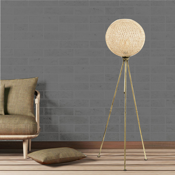 opviq LuxeBoho Glow: Chic Metal & Jute Floor Lamp | Opviq