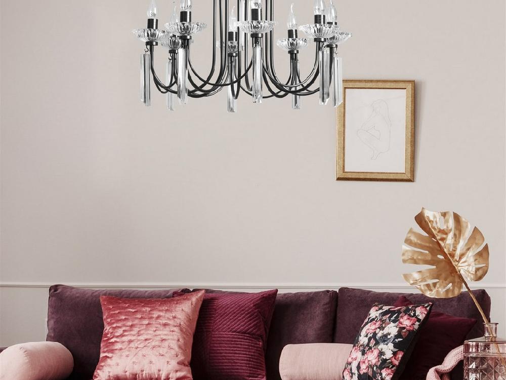 opviq LuxeCrest Crystal Black Chandelier Elegance | Opviq