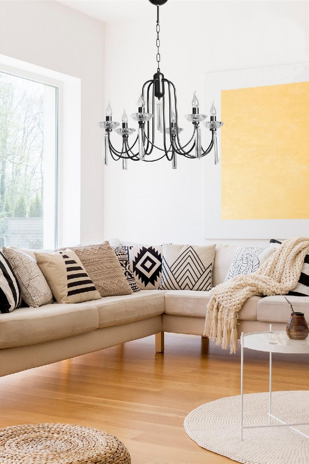 opviq LuxeCrest Crystal Black Chandelier Elegance | Opviq