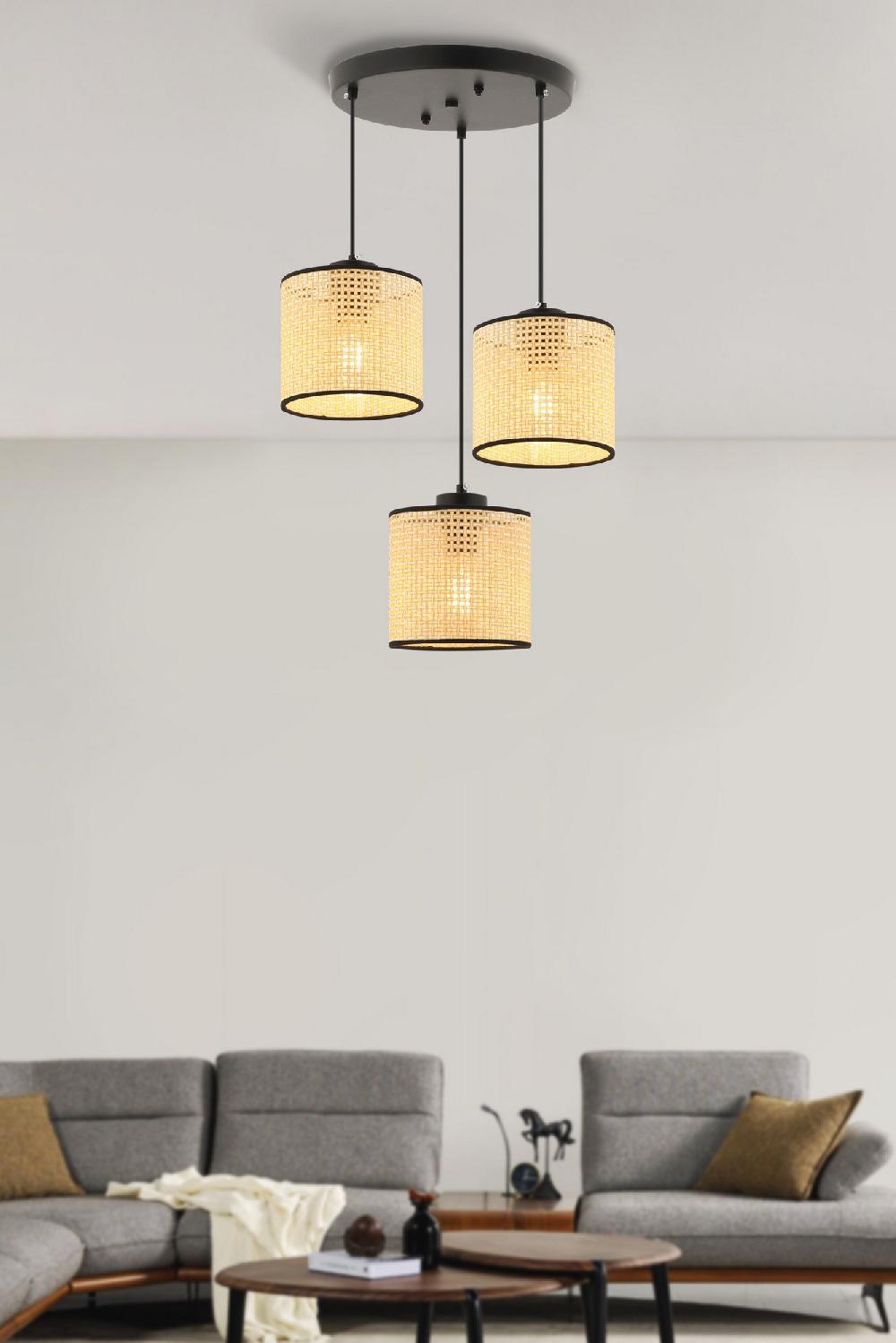 opviq LuxeGlow Camel Chandelier Elegance 3-Cap 60cm | Opviq