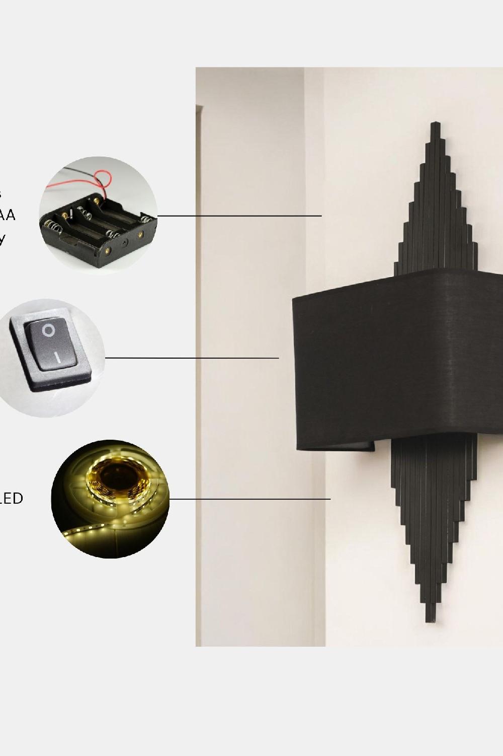 Opviq LumaCraft Noir: Chic Battery Wall Lamp | Opviq