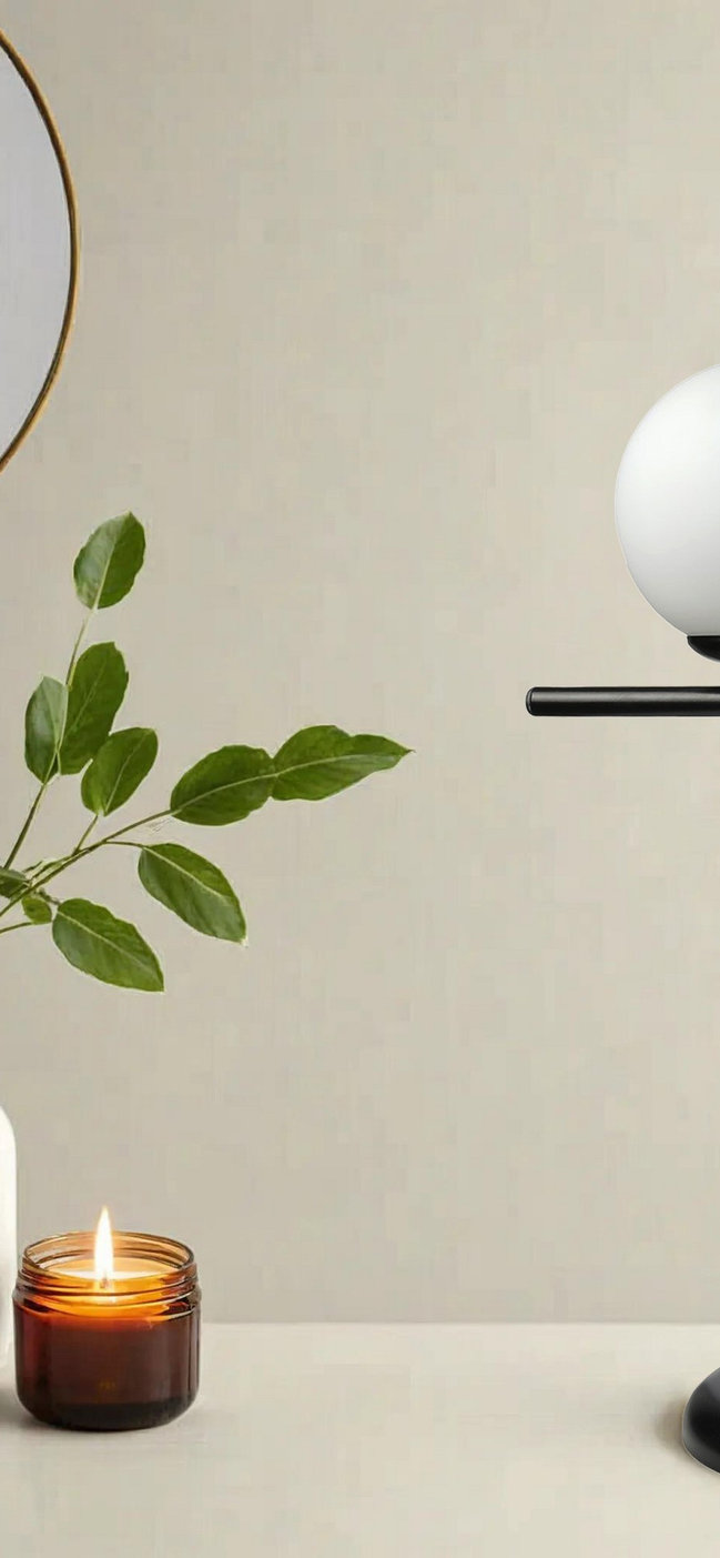 opviq Luminara Glint: Chic Metal & Glass Lamp | Opviq