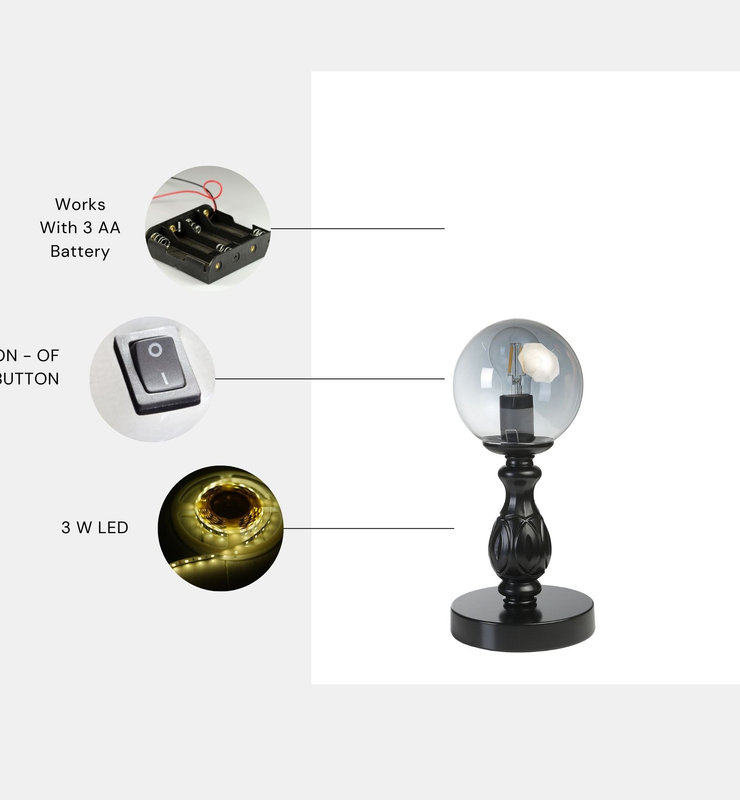 Opviq Luminara Noir - Elegant Metal & Glass Lamp | Opviq