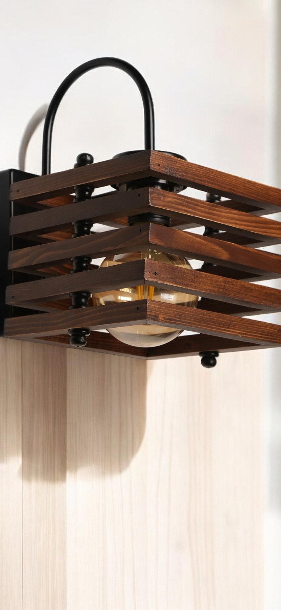 opviq LuminaWooden: Walnut Glow Wall Lamp | Opviq
