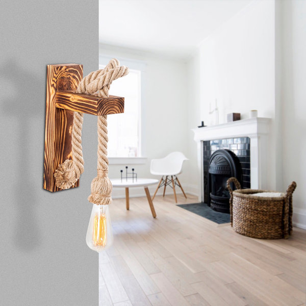 opviq LumiWood Haven: Rustic Glow Wall Lamp | Opviq
