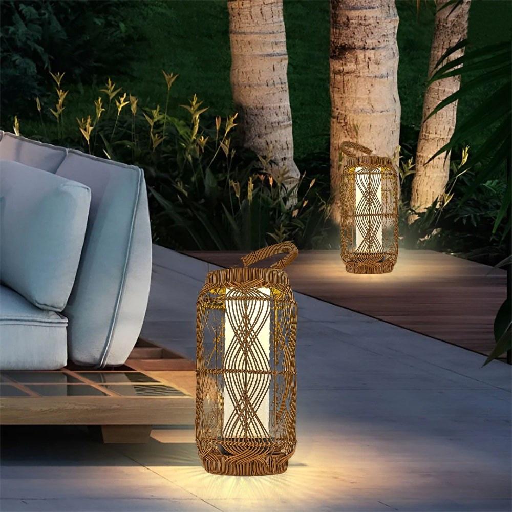 Opviq LumoWicker SolarGlow Floor Lamp | Opviq