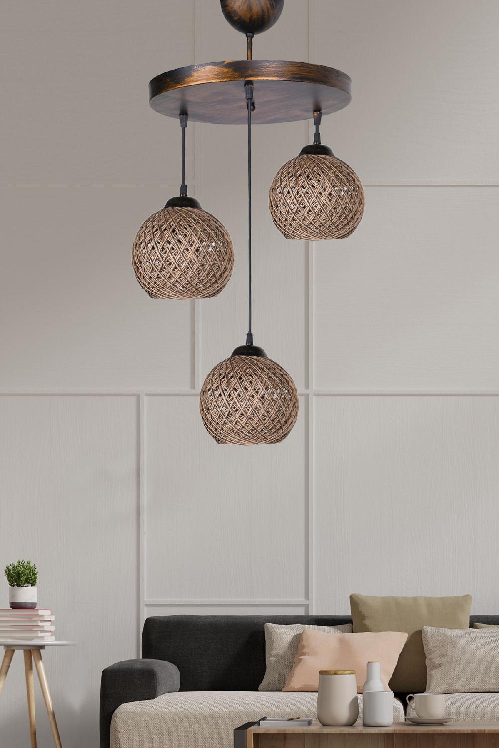 opviq LustreJute Elegance Chandelier 80 cm | Opviq