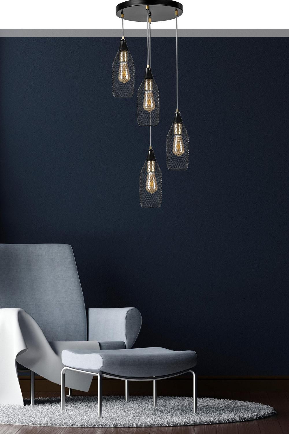 opviq LuxeHalo Antique Black Chandelier | Opviq
