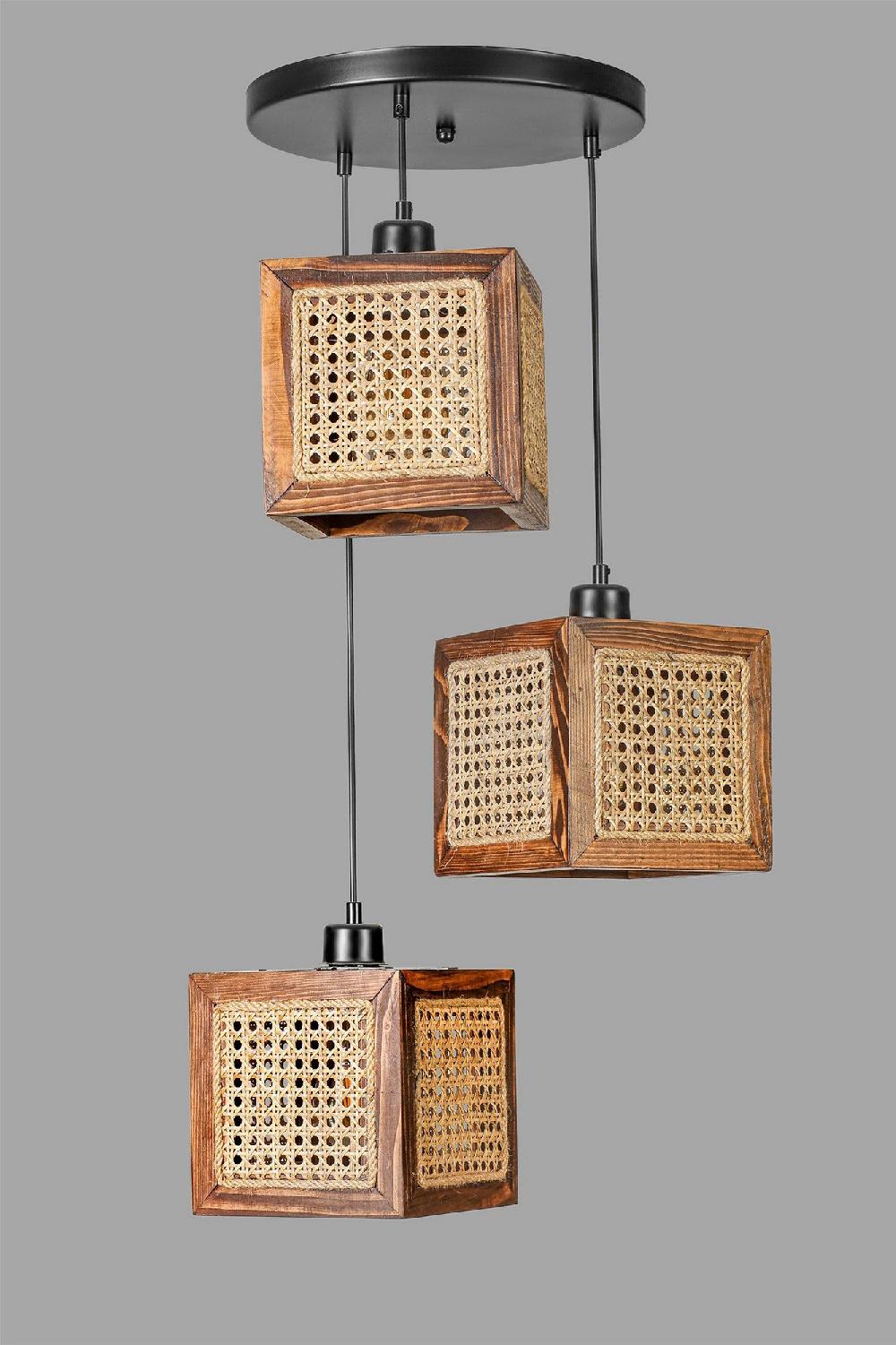 Opviq RattanGlow Walnut Chandelier Elegance | Opviq