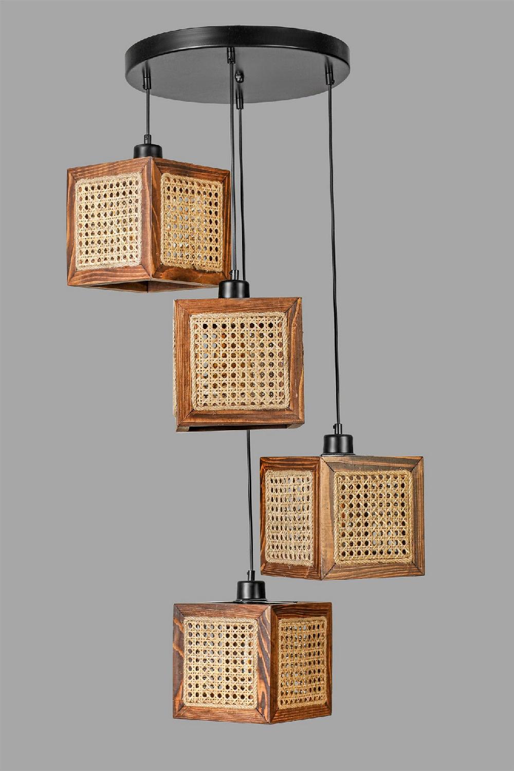 Opviq RattanGlow Walnut Chandelier Elegance | Opviq