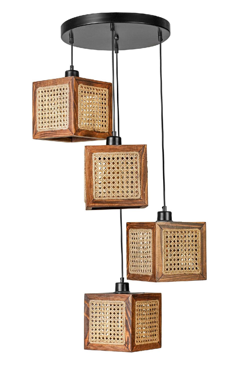 Opviq RattanGlow Walnut Chandelier Elegance | Opviq
