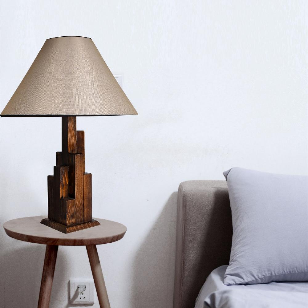 opviq RusticGlow Walnut Table Lamp | Opviq