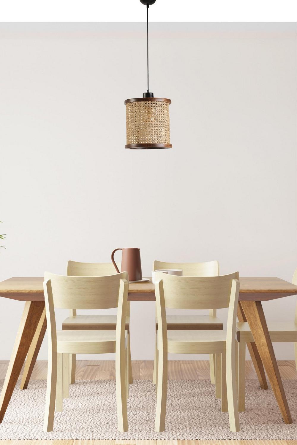 opviq Walnut Aura Chandelier: Rattan Elegance | Opviq