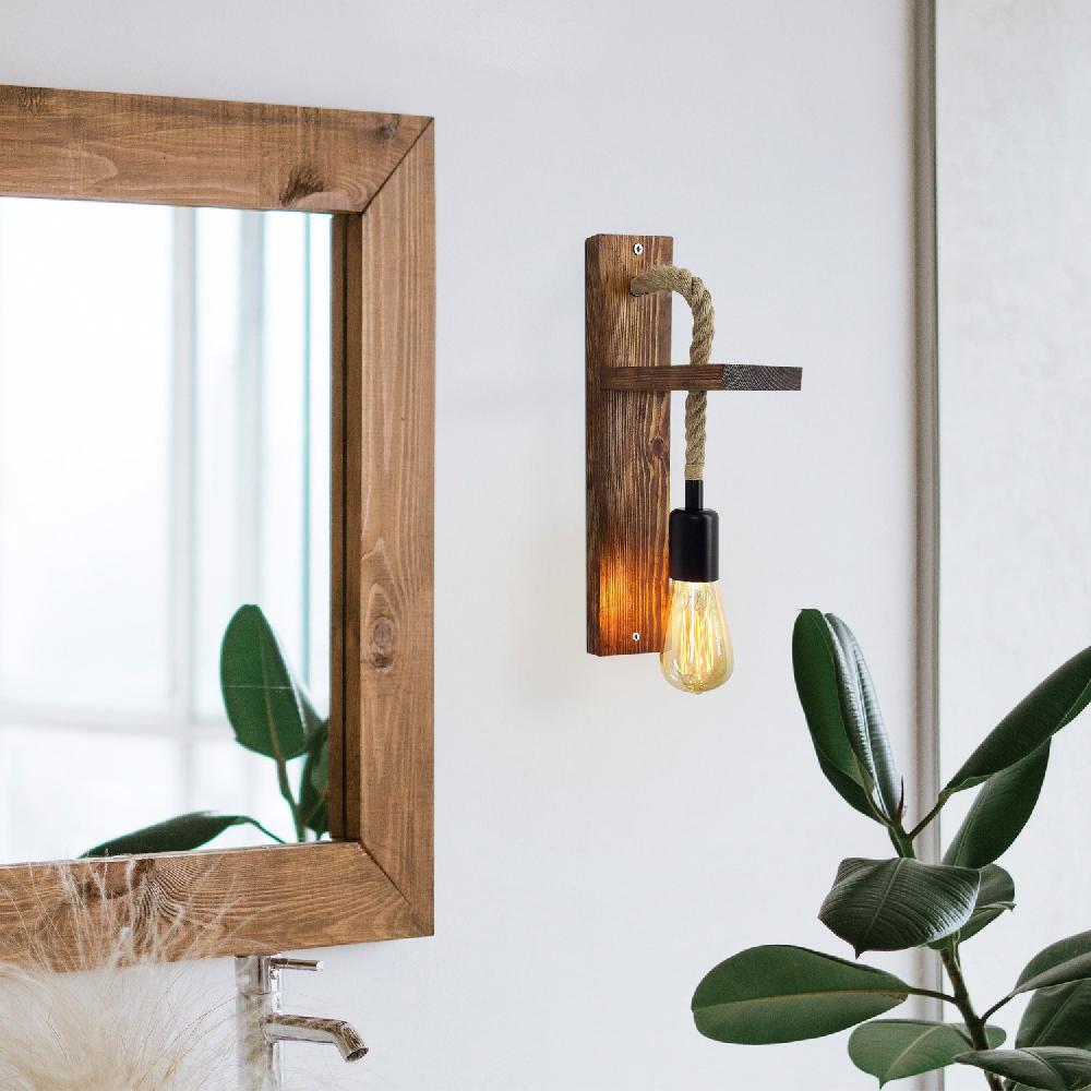 Opviq PineGlow Rustic Wall Sconce - Walnut Charm | Opviq