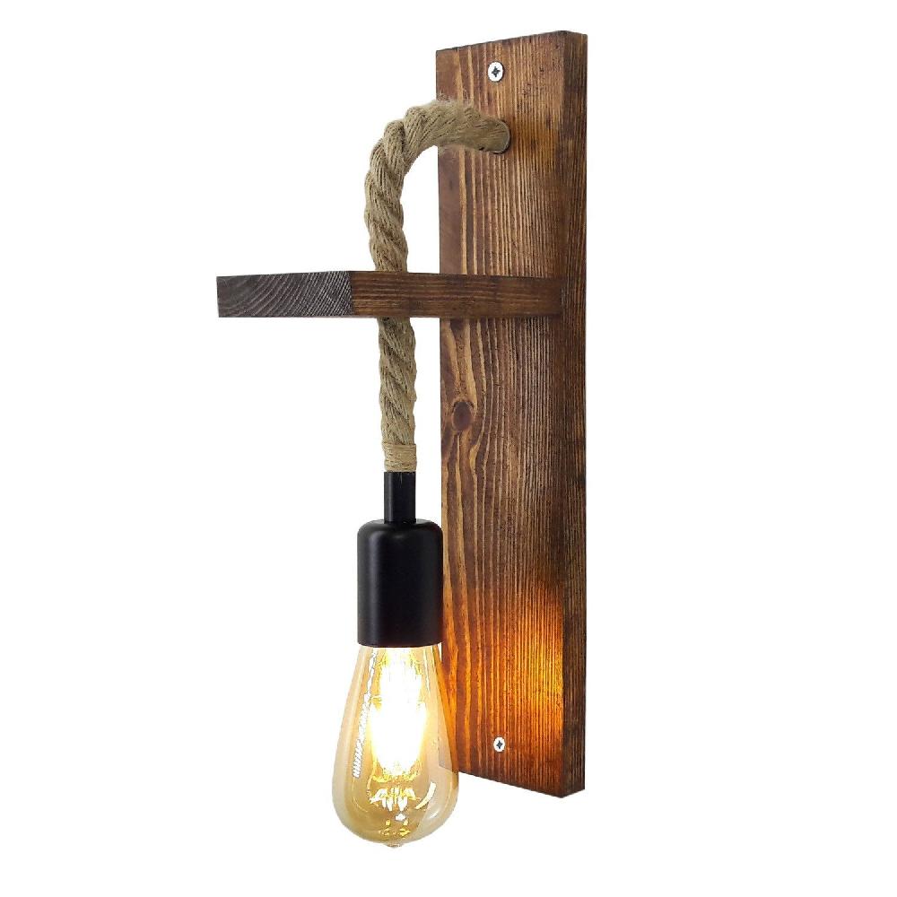 Opviq PineGlow Rustic Wall Sconce - Walnut Charm | Opviq