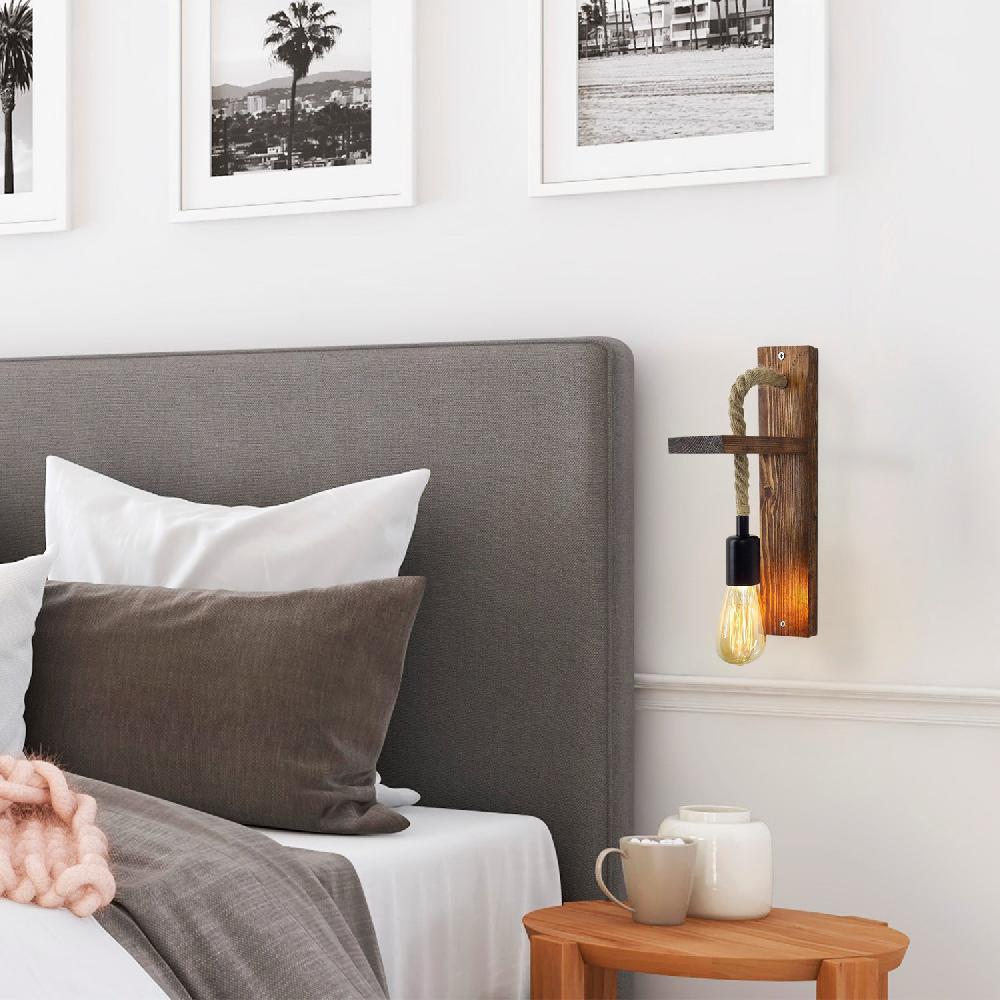 opviq PineGlow Rustic Wall Sconce - Walnut Charm | Opviq