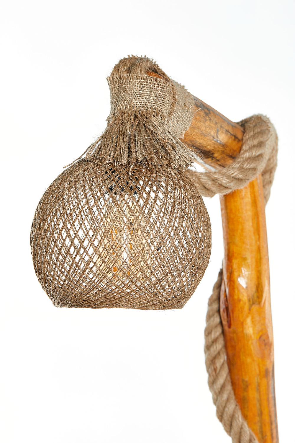 Opviq Rustic GlowTree: Handmade Jute & Wood Lamp | Opviq