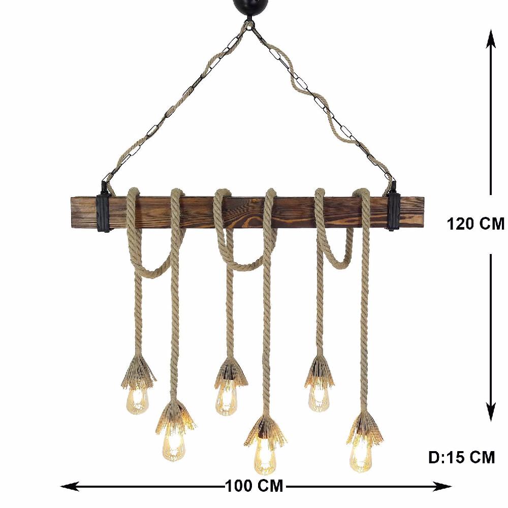 Opviq RusticLuxe Pine Chandelier - Walnut Elegance | Opviq